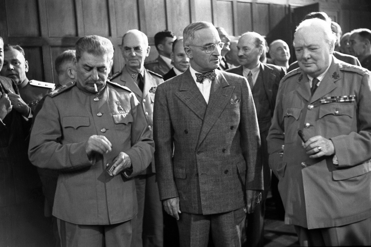 Сталин, Трумэн и Черчилль на Потсдамской мирной конференции, 1945 год